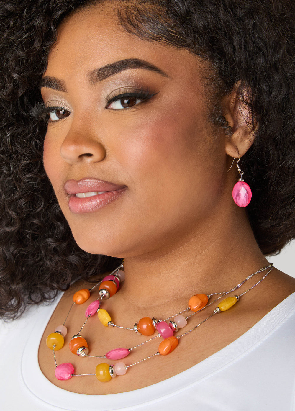 Tiered Beaded Necklace Set Multi | Ashley Stewart