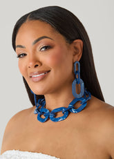 Marble Chain Link Necklace Set Victoria Blue | Ashley Stewart
