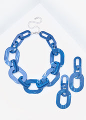 Marble Chain Link Necklace Set Victoria Blue | Ashley Stewart