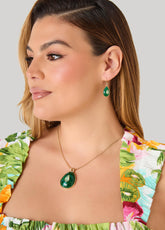 Teardrop Stone Necklace Set Bud Green | Ashley Stewart