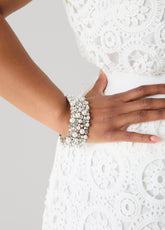 Faux Pearl And Crystal Bracelet Silver | Ashley Stewart