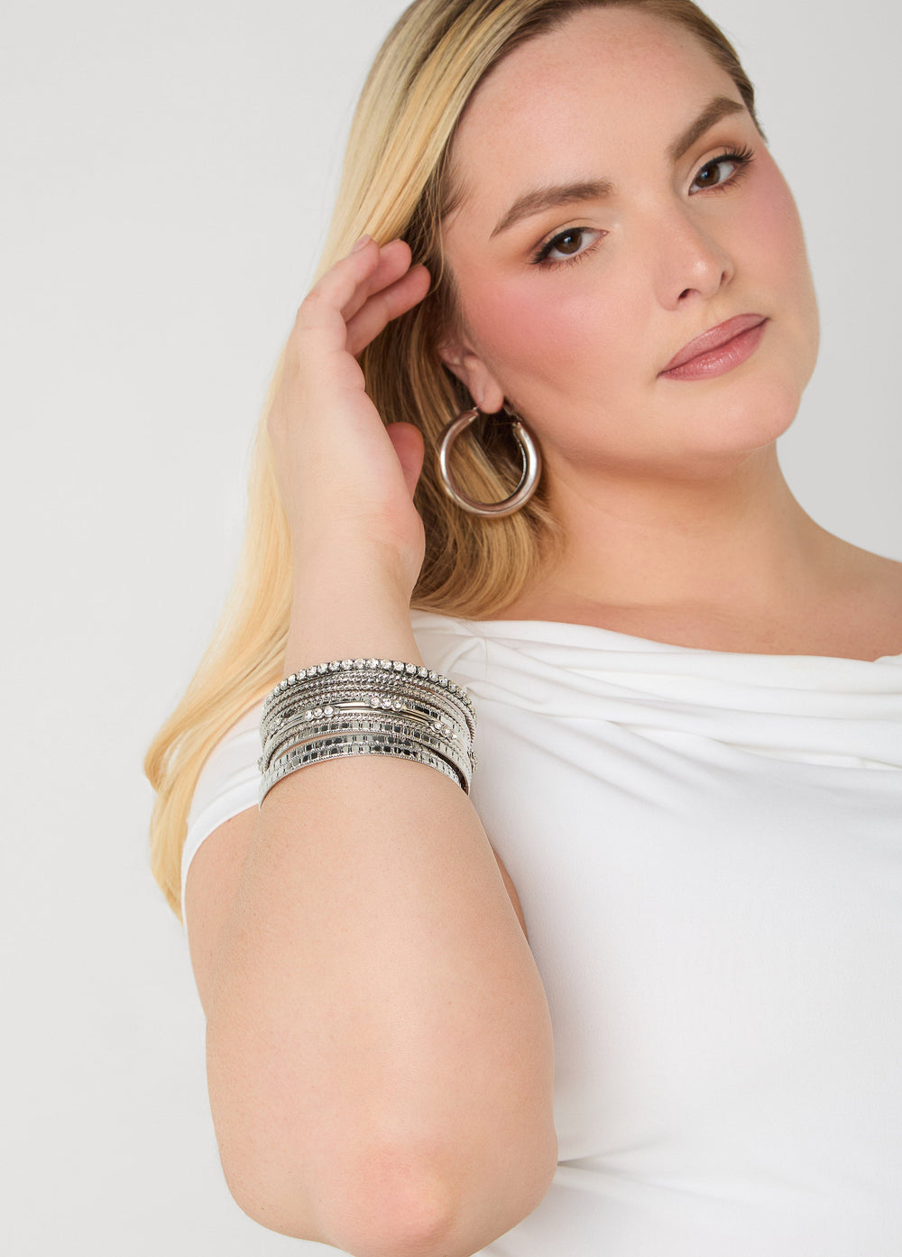 Set Of 13 Silver Tone Bangles Silver | Ashley Stewart
