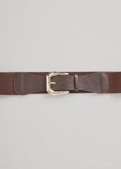 Hammered Silver Buckle Belt Chocolate Brown | Ashley Stewart