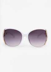 Cutout Round Frame Sunglasses White | Ashley Stewart