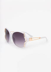 Cutout Round Frame Sunglasses White | Ashley Stewart