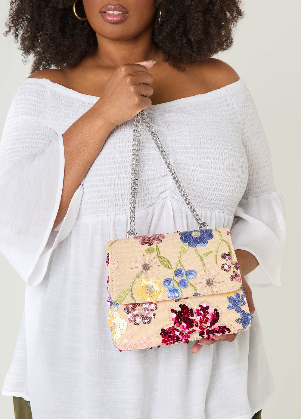Floral Shoulder Bag Blush | Ashley Stewart