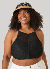 Scarf Paneled Straw Visor Natural | Ashley Stewart