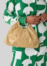 Studded Straw Hobo Bag Natural | Ashley Stewart