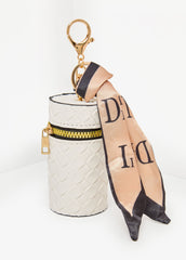 Basketweaved Faux Leather Bag Charm White | Ashley Stewart