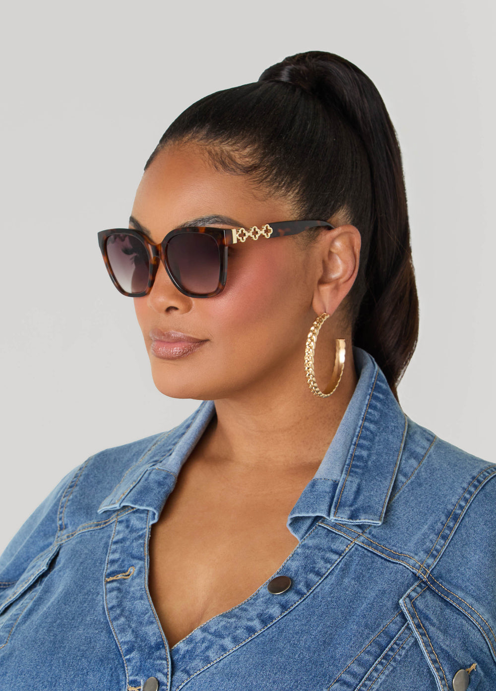 Cutout Tortoiseshell Sunglasses TORT | Ashley Stewart