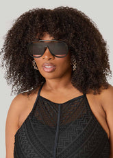 Cutout Aviator Sunglasses Black | Ashley Stewart