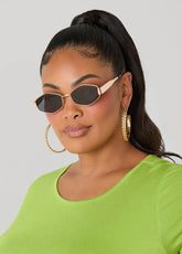 Geometric Framed Sunglasses Gold | Ashley Stewart