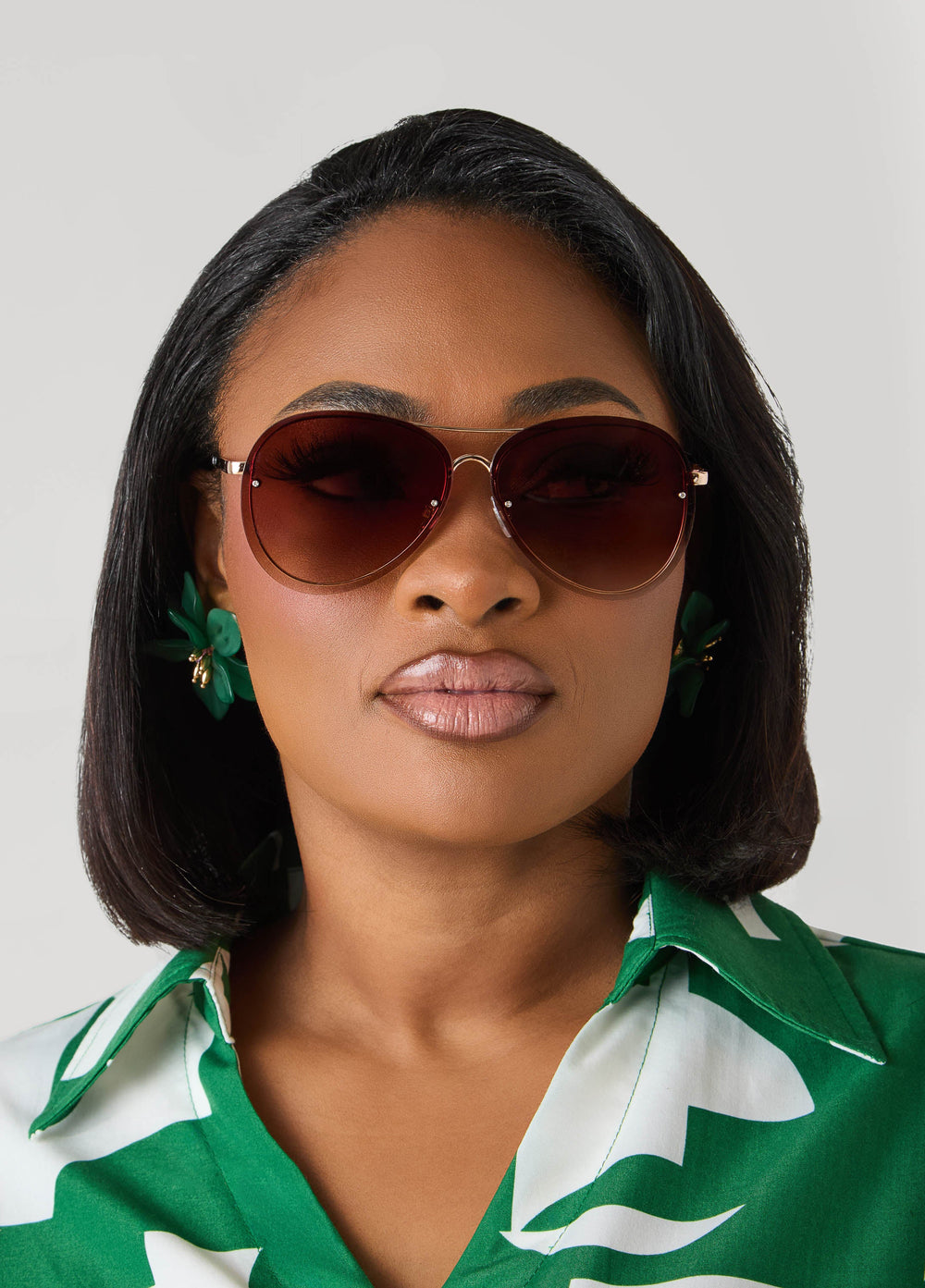 Rimless Aviator Sunglasses Brown | Ashley Stewart