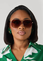 Rimless Aviator Sunglasses Brown | Ashley Stewart