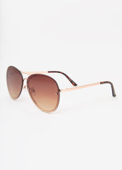 Rimless Aviator Sunglasses Brown | Ashley Stewart