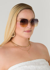 Rectangle Wire Sunglasses Gold | Ashley Stewart