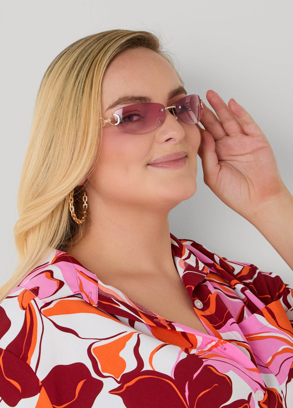 Ombre Rimless Glasses Pink | Ashley Stewart