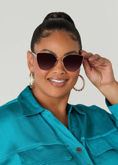 Ombre Cat Eyed Sunglasses Black | Ashley Stewart