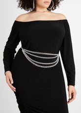 Trendy Plus Size Accessories Silver Multi Strand Layer Chain Belt Silver | Ashley Stewart