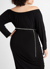 Trendy Plus Size Accessories Silver Multi Strand Layer Chain Belt Silver | Ashley Stewart