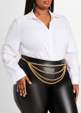 Trendy Plus Size Accessories Gold Multi-Strand Layer Chain Belt Gold | Ashley Stewart