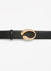 Sculpted Buckle Waist Belt Black | Ashley Stewart