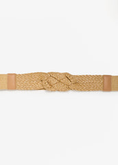 Braided Straw Stretch Belt Natural | Ashley Stewart