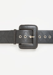 Quilted Faux Leather Waist Belt Black | Ashley Stewart