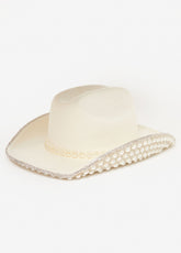 Trendy Accessory Felt Rhinestone Crystal Pearl Cowboy Hats Fedora White | Ashley Stewart