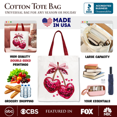 Sequin Cherry Heart Tote Bag Red | Ashley Stewart