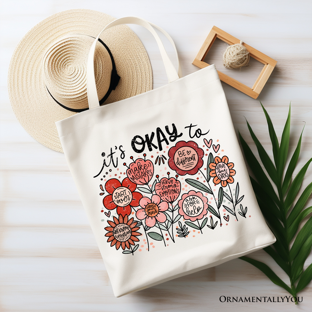 Its Okay Canvas Tote Bag White | Ashley Stewart