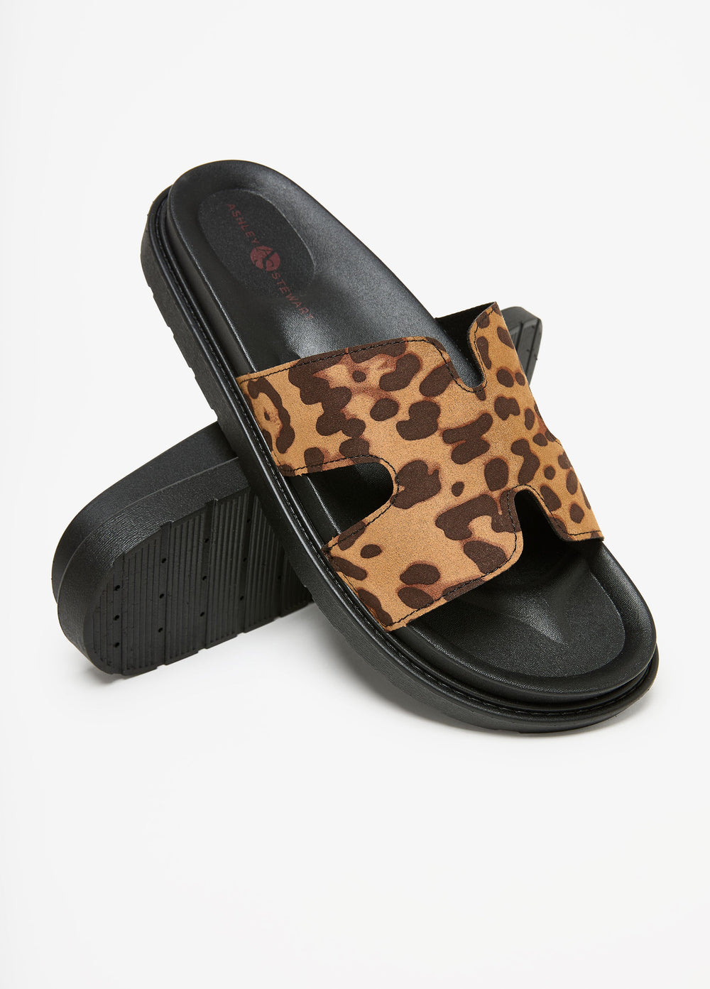 Cutout Animal Slide Sandals Brown Animal | Ashley Stewart