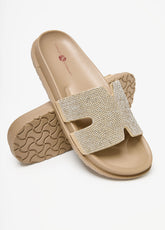 Cutout Crystal Slide Sandals Silver | Ashley Stewart