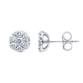 1 Carat Lab Grown Diamond Cluster Stud Earrings In Sterling Silver | Ashley Stewart