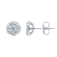 1 Carat Lab Grown Diamond Cluster Stud Earrings In Sterling Silver | Ashley Stewart