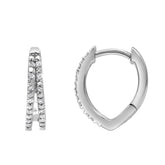 0.10 Carat Lab Grown Double Row Diamond Huggie Hoop Earrings Silver | Ashley Stewart