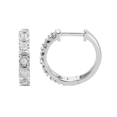 0.10 Carat Single Row Lab Grown Diamond Huggie Hoop Earrings White | Ashley Stewart