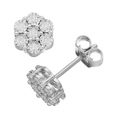 0.25 Carat Lab Grown Cluster Diamond Earrings White | Ashley Stewart