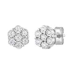 0.25 Carat Lab Grown Cluster Diamond Earrings White | Ashley Stewart