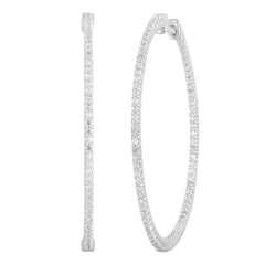 0.75 Carat Lab Grown Diamond Hinged Hoop Sterling Silver Earrings | Ashley Stewart