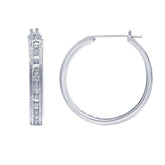 0.50 Carat Sterling Silver Lab Grown Single Row Diamond Hoop Earrings | Ashley Stewart