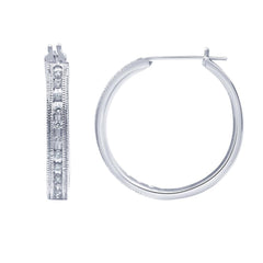 0.50 Carat Sterling Silver Lab Grown Single Row Diamond Hoop Earrings | Ashley Stewart