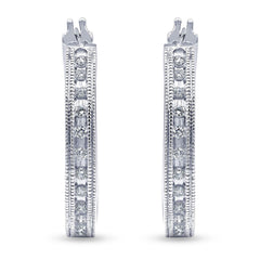 0.50 Carat Sterling Silver Lab Grown Single Row Diamond Hoop Earrings | Ashley Stewart