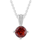 Gemstone Necklace in Sterling Silver, Round Pendant Size 6.5 * 6.5mm, Garnet Red | Ashley Stewart
