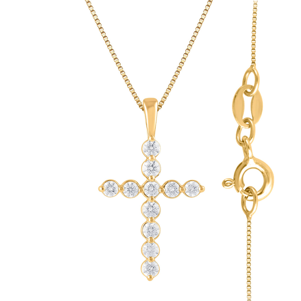 0.25 Carat Lab Grown Diamond Cross Pendant Necklace | Ashley Stewart