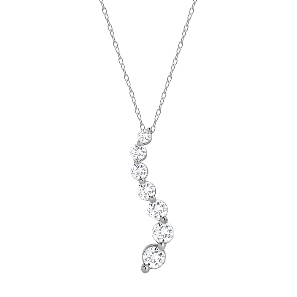 1 Carat Lab Grown Graduating Diamond Necklace In Sterling Silver | Ashley Stewart