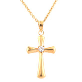 0.10 Carat Lab Grown Diamond Cross Pendant Necklace In Yellow Gold Pla | Ashley Stewart