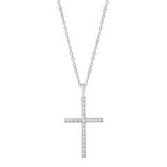 0.25 Carat Cross Lab Grown Diamond Necklace White | Ashley Stewart