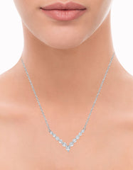 1 Carat Lab Grown Diamond V Shaped Necklace In Sterling Silver | Ashley Stewart