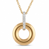 0.07 Carat Lab Grown Diamond Circle Pendant Necklace In 14K Yellow Gol | Ashley Stewart